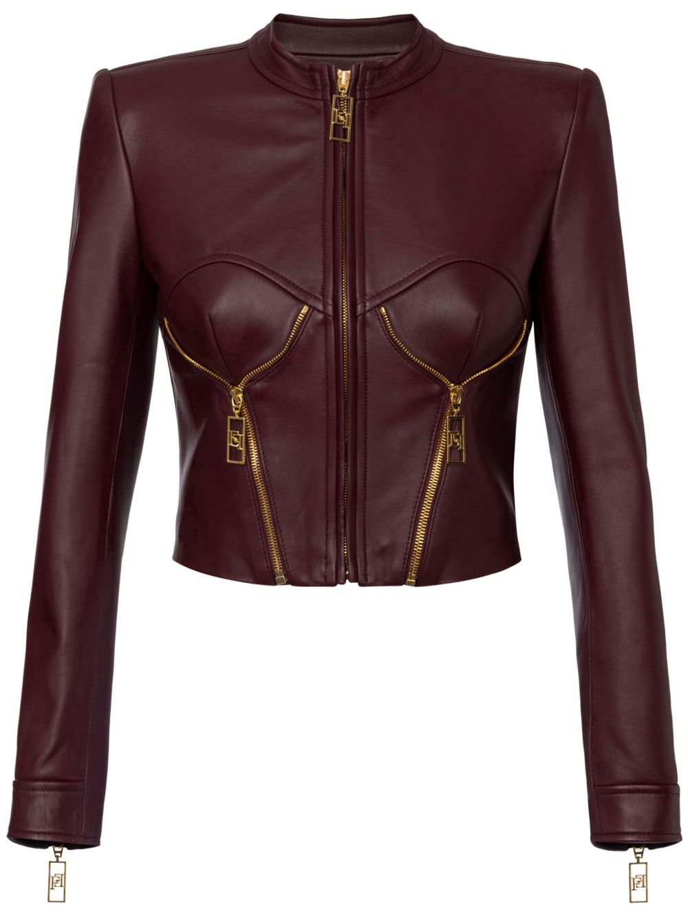Elisabetta Franchi 紧胸衣设计皮夹克 - 红色