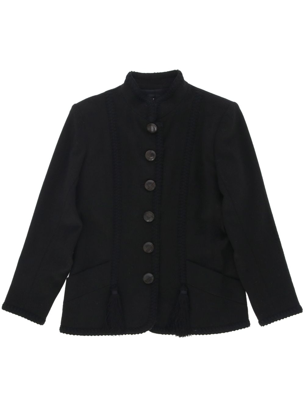 Saint Laurent Pre-Owned 羊毛单排扣夹克（1980年代典藏款） - 黑色