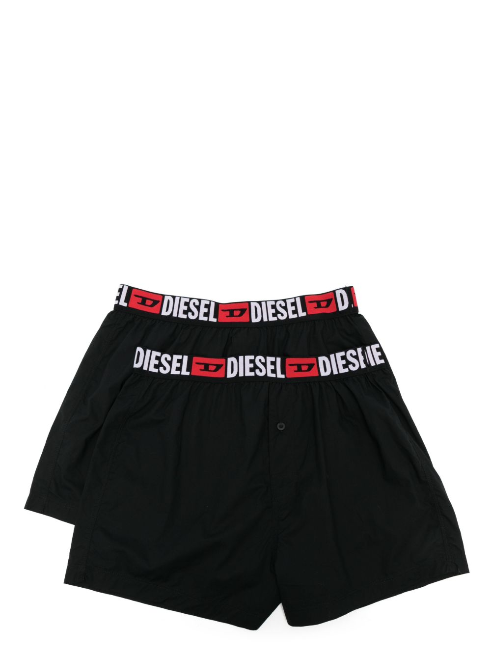 Diesel logo裤腰棉四角裤套装 - 黑色