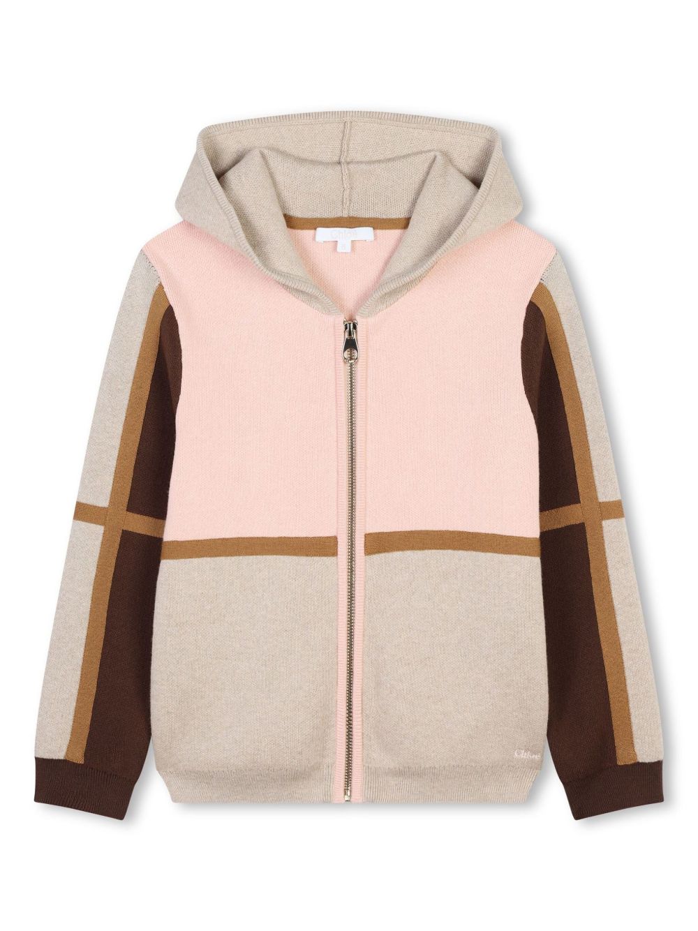 Chloé Kids 拼色连帽开衫 - 中性色
