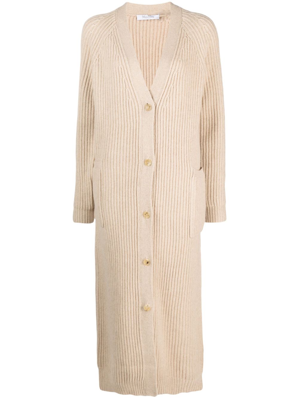 Max Mara 罗纹羊毛羊绒开襟外套 - 中性色