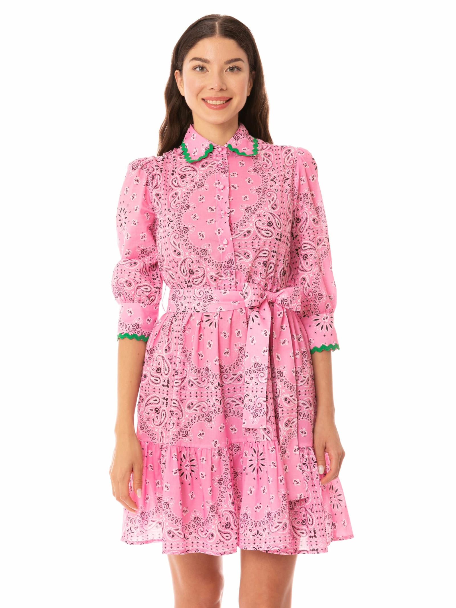 MC2 Saint Barth Bandanna Print Cotton Short Dress Daisi With Embroideries