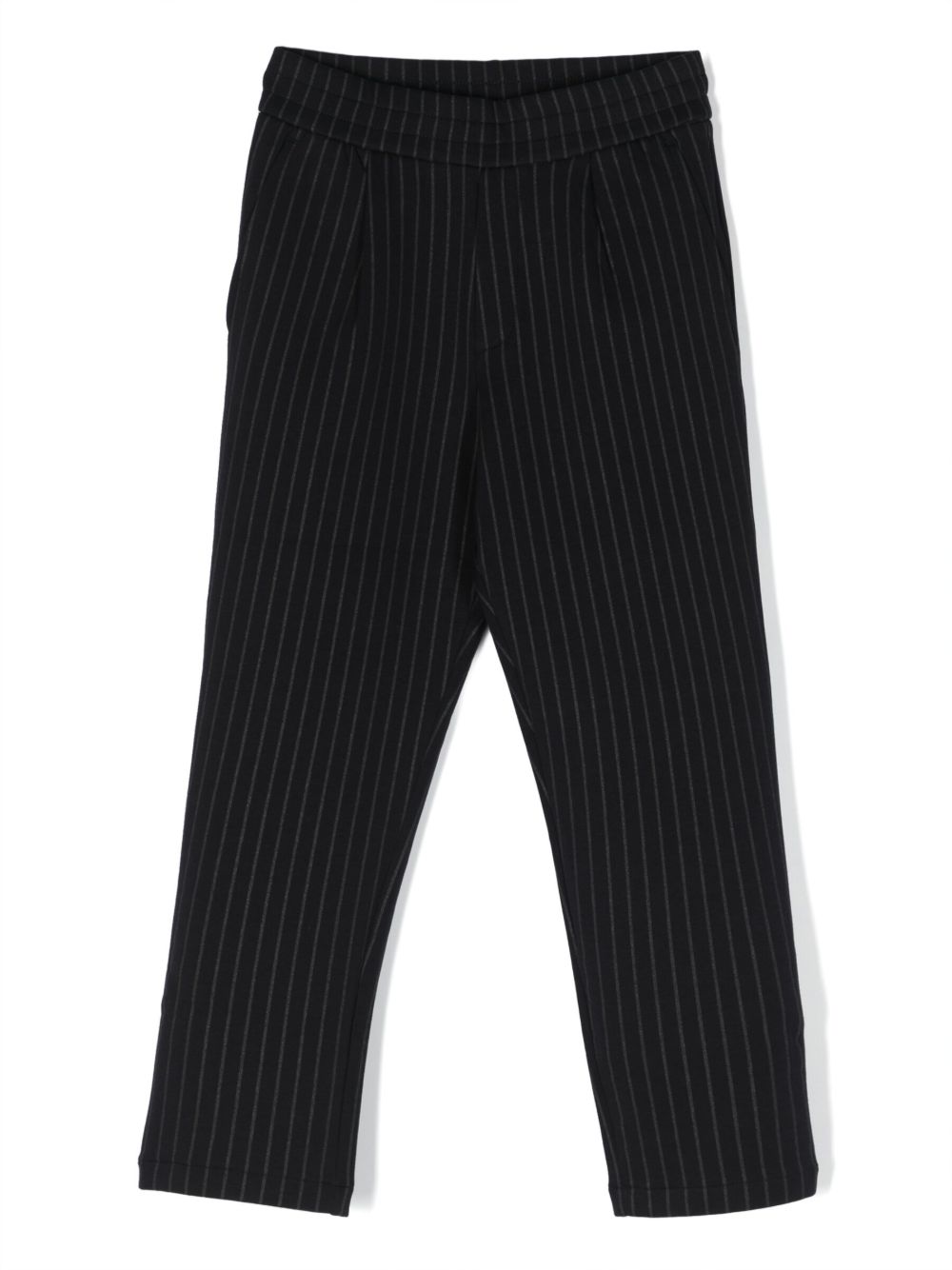 Emporio Armani Kids 条纹直筒裤 - 蓝色
