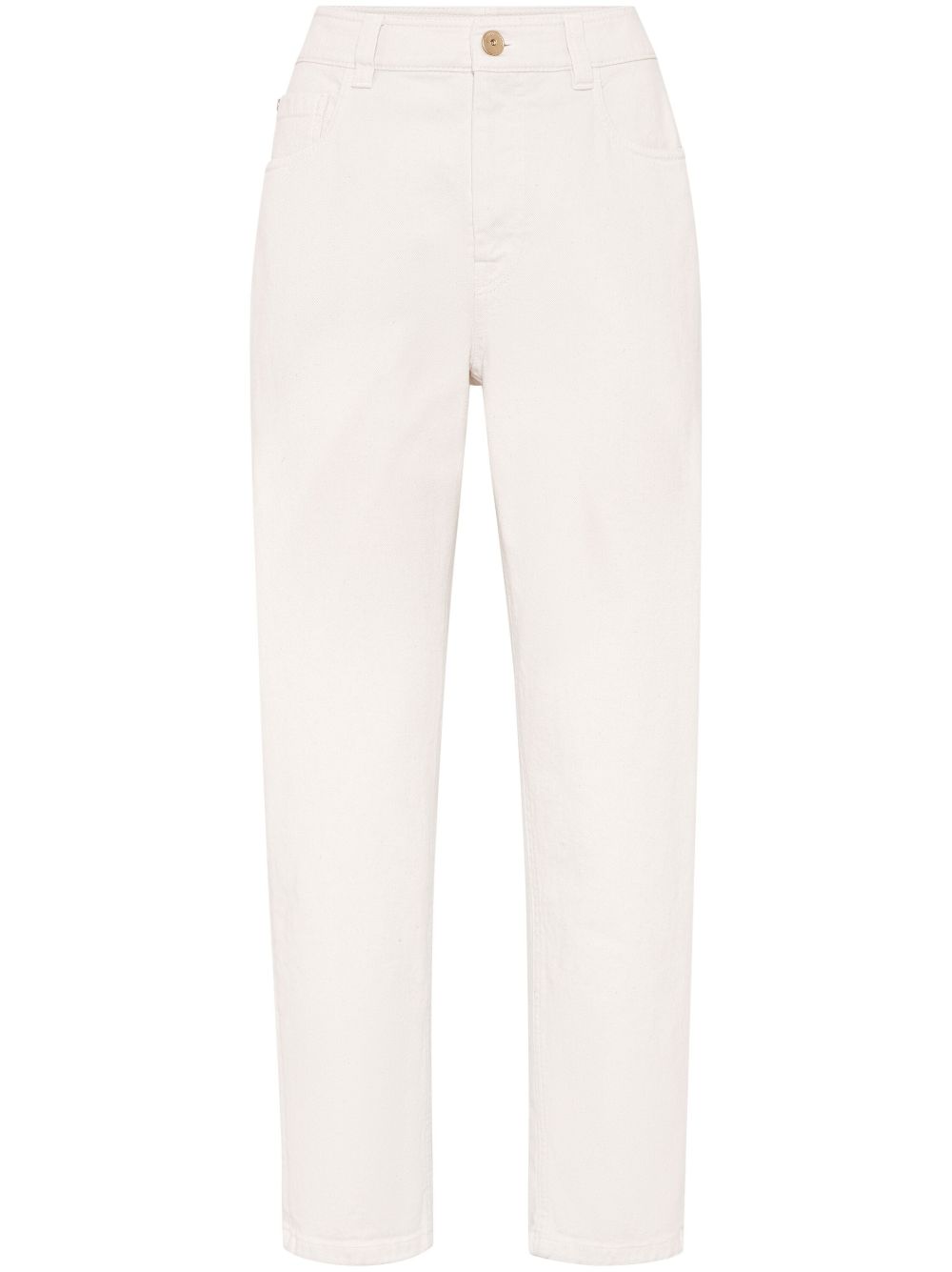 Brunello Cucinelli Monili 链饰高腰直筒牛仔裤 - 中性色