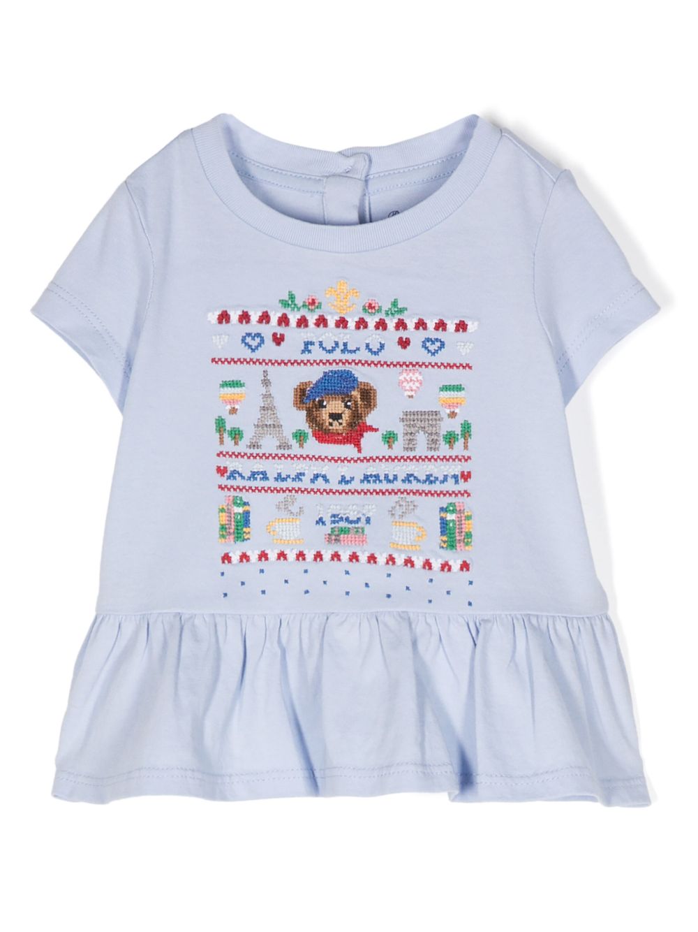 POLO RALPH LAUREN KIDS logo刺绣棉T恤 - 蓝色