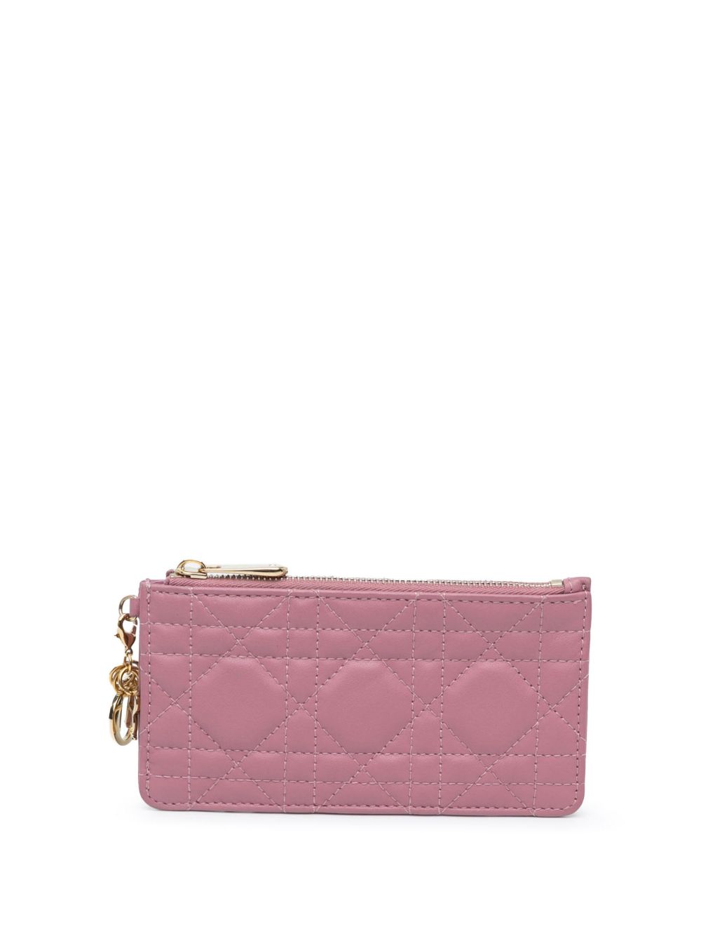 Christian Dior Pre-Owned Cannage Lady Dior Zip 小号小羊皮卡夹（2022年典藏款） - 粉色