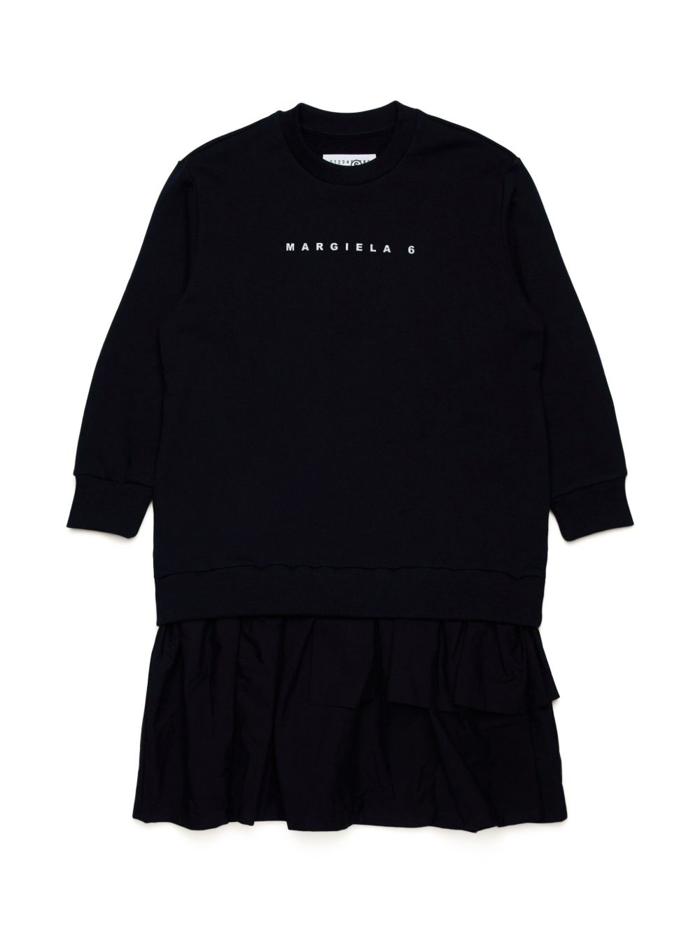 MM6 Maison Margiela Kids logo印花长袖连衣裙 - 黑色