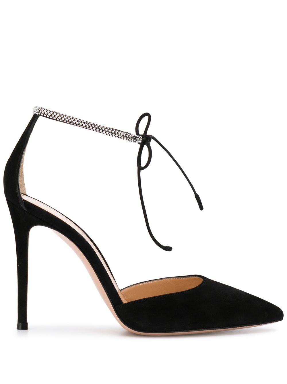 Gianvito Rossi 晶饰镶嵌鞋带高跟鞋 - 黑色