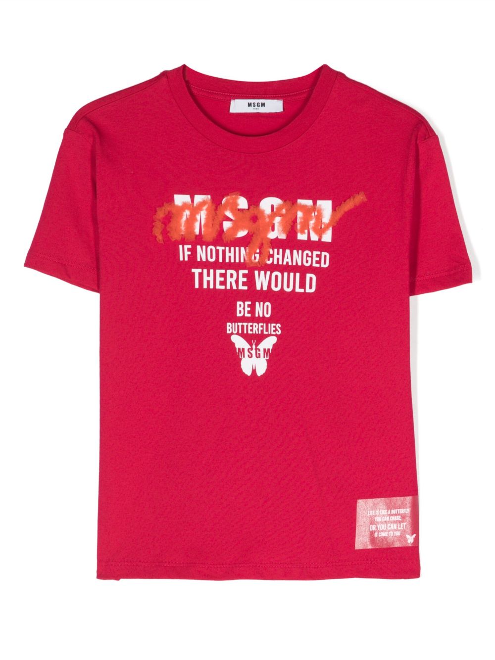MSGM Kids logo印花棉T恤 - 粉色