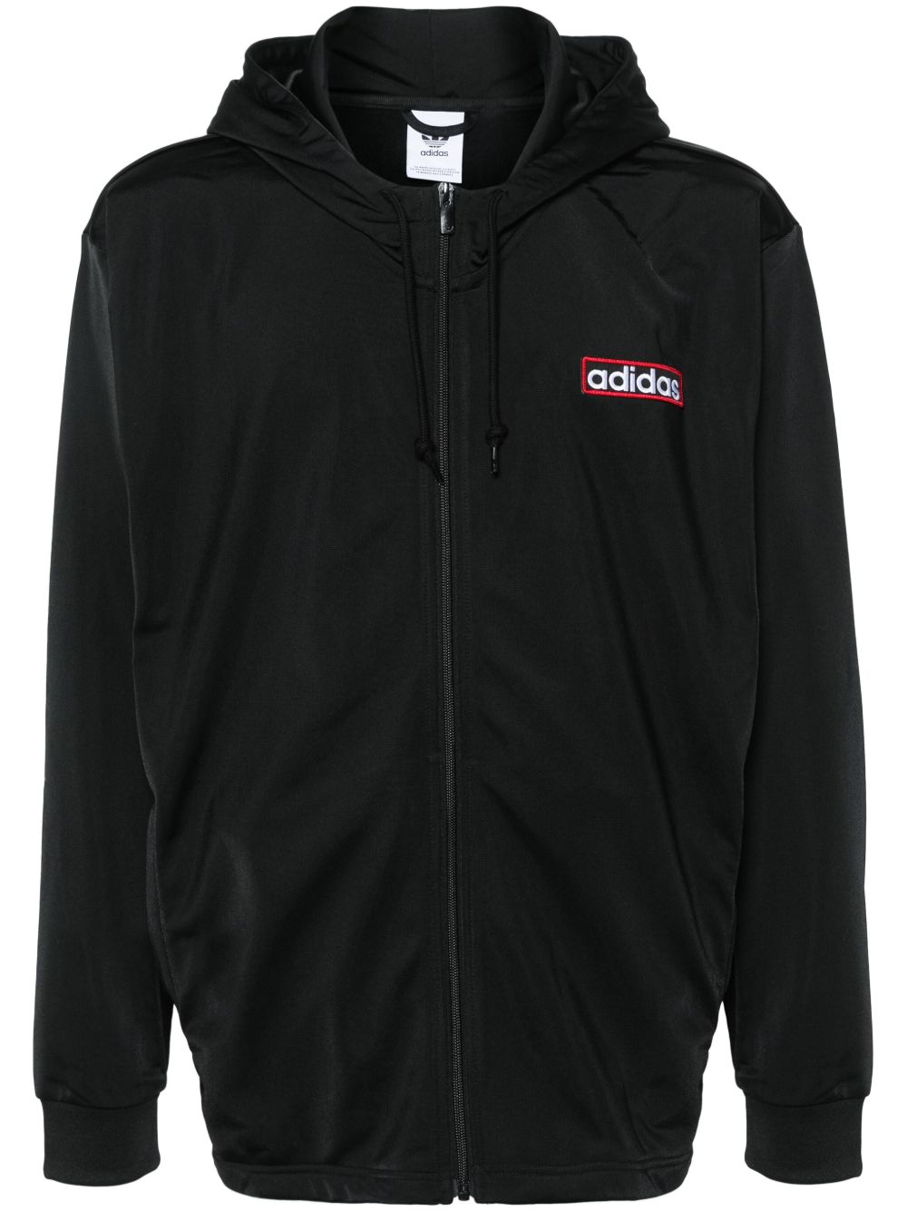 adidas logo刺绣拉链连帽衫 - 黑色