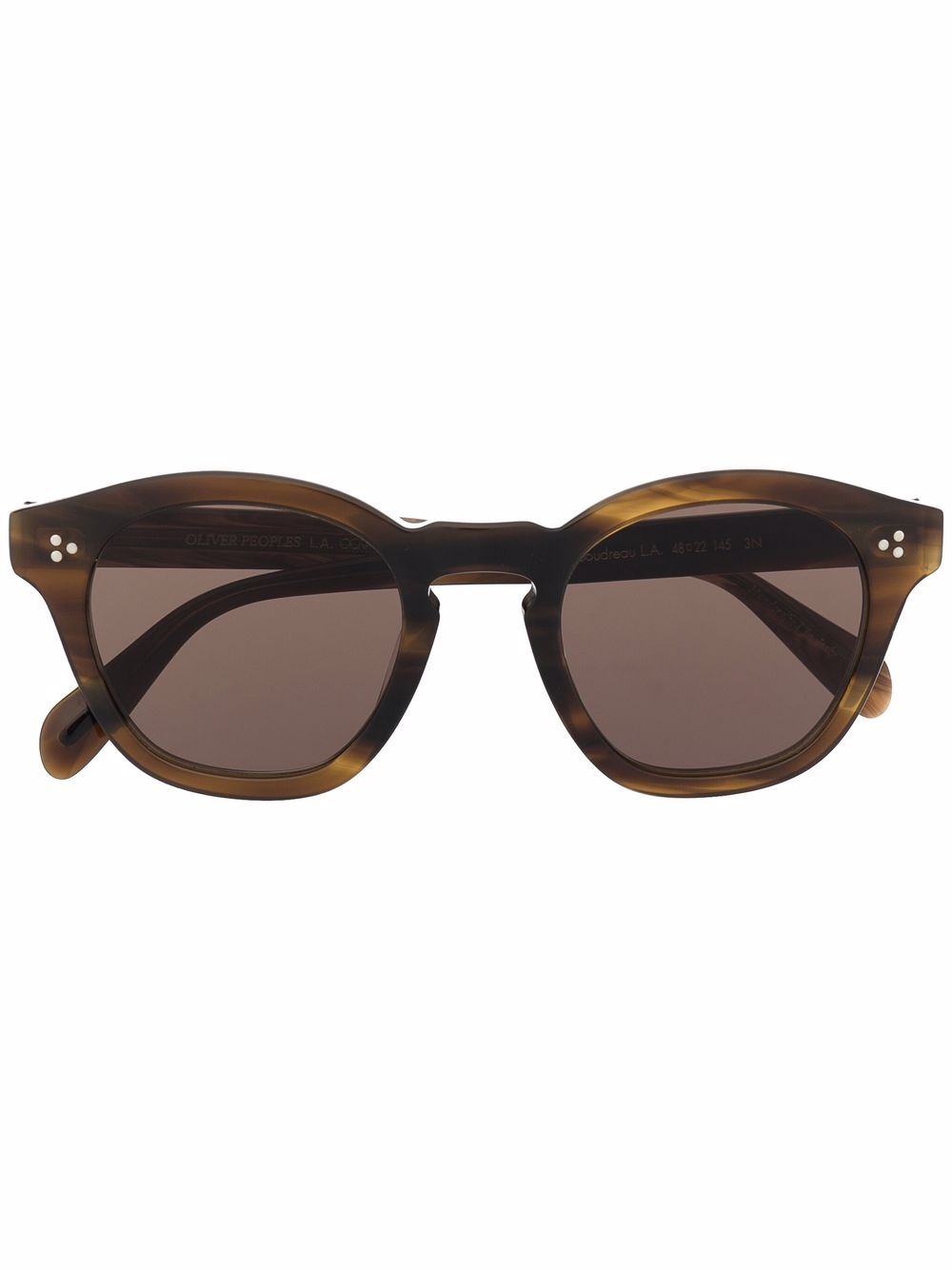 Oliver Peoples 玳瑁纹效果方框太阳眼镜 - 褐色