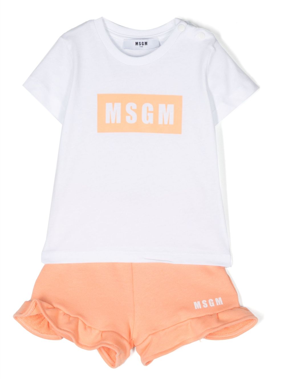 MSGM Kids logo印花短裤套装 - 白色