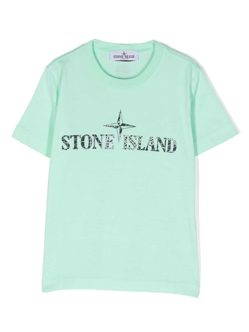 Stone Island Junior logo印花棉T恤 - 绿色