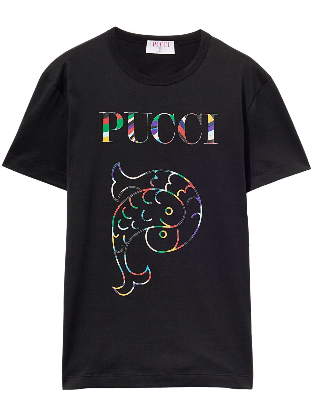 PUCCI logo印花棉T恤 - 黑色