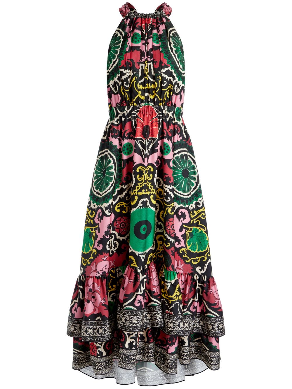 alice + olivia Loyce 分层式超长连衣裙 - 黑色