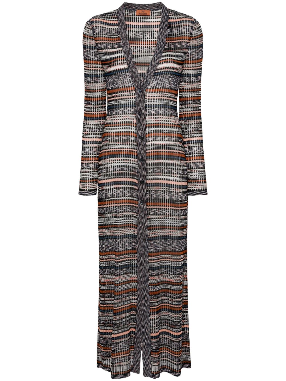 Missoni 条纹长款开衫 - 蓝色
