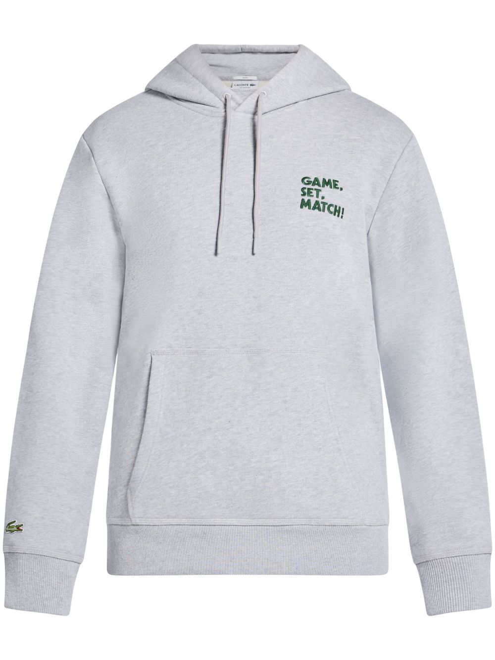 Lacoste 标语印花棉连帽衫 - 灰色