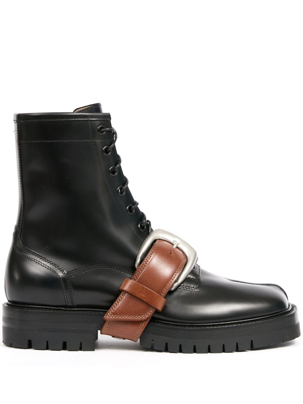 Maison Margiela Tabi 分趾鞋头皮质中筒靴 - 黑色