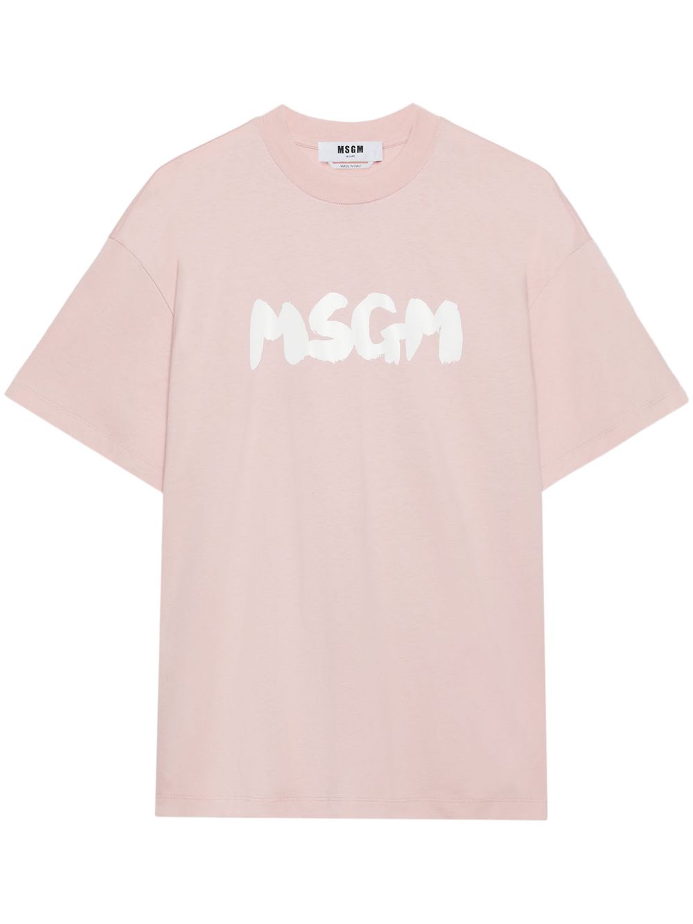 MSGM Brushed logo棉T恤 - 粉色