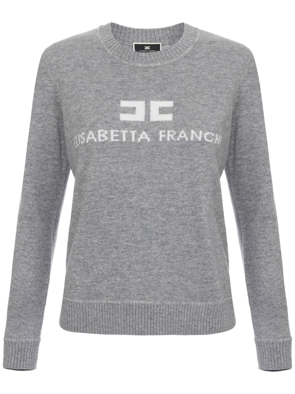 Elisabetta Franchi logo嵌花针织毛衣 - 灰色