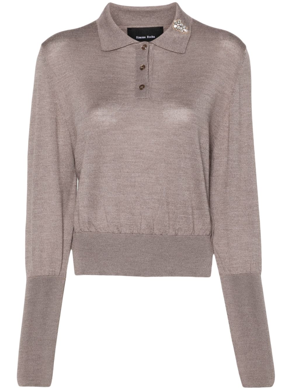 Simone Rocha 缀饰polo领毛衣 - 中性色