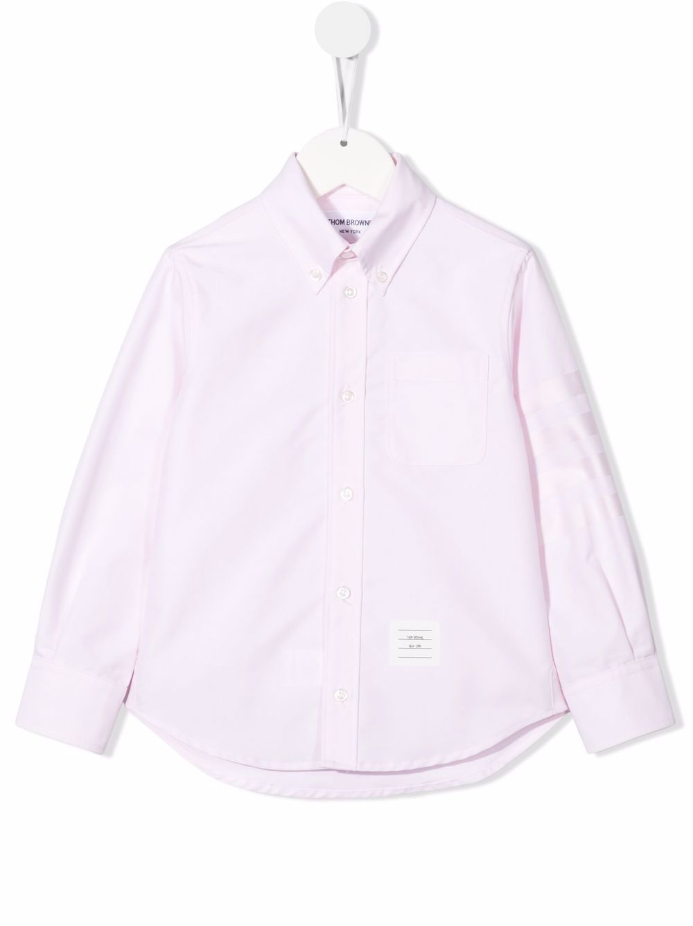 Thom Browne Kids logo印花排扣衬衫 - 粉色