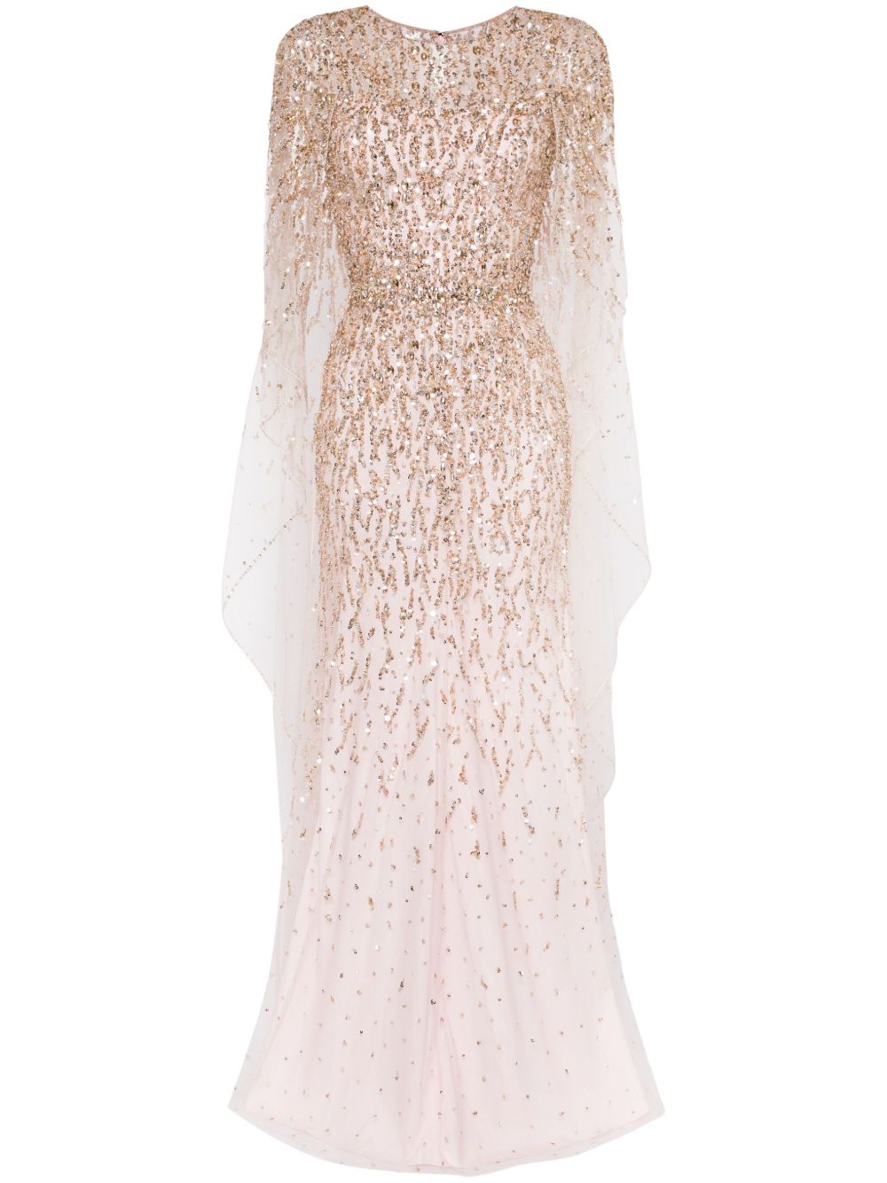 Jenny Packham Delphine 亮片斗篷式礼服 - 粉色