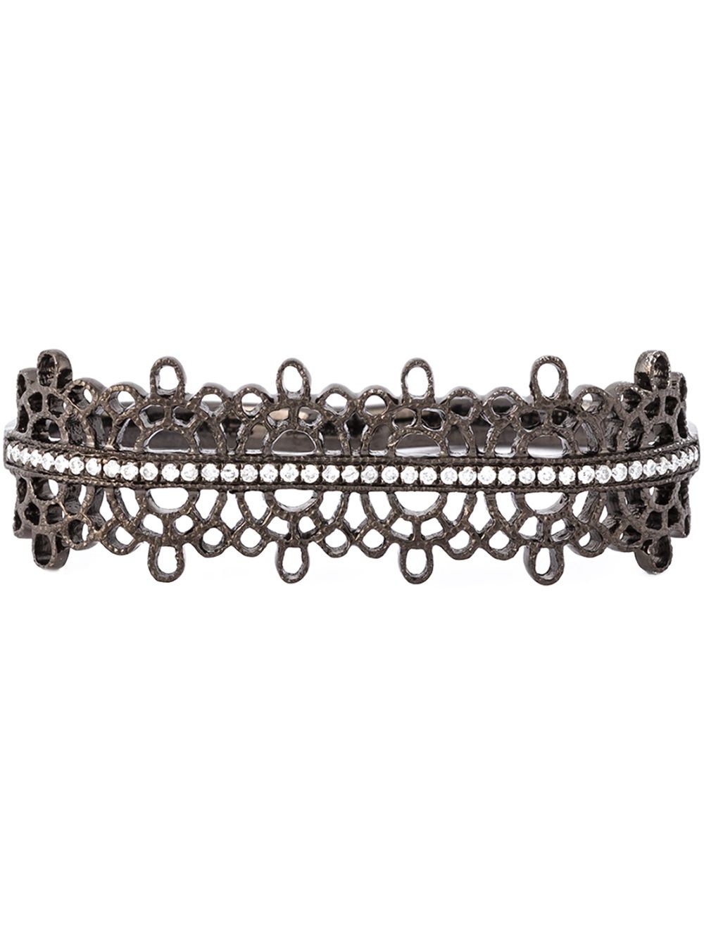 Joëlle Jewellery 钻石叶状双环戒指 - 金属色