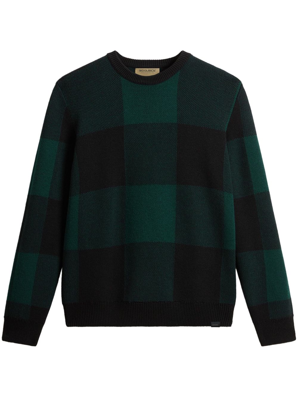 Woolrich 格纹图案初剪羊毛毛衣 - 绿色