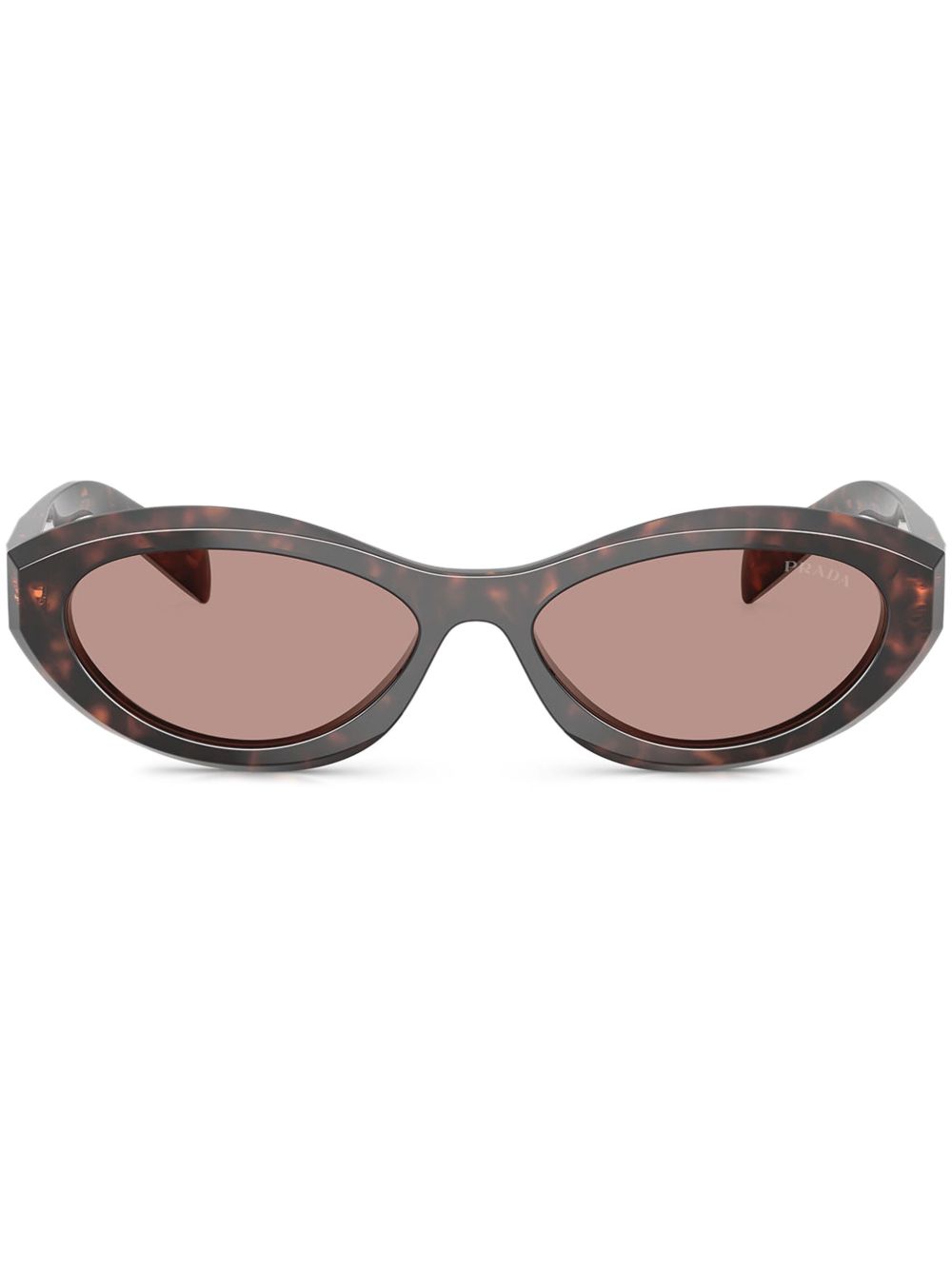 Prada Eyewear 玳瑁纹椭圆框太阳眼镜 - 褐色