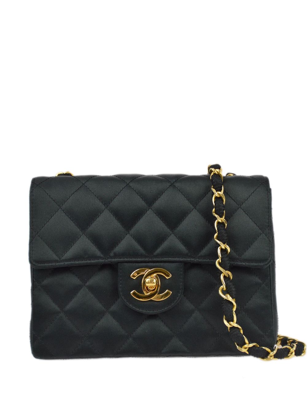 CHANEL Pre-Owned Classic Square Flap 17 迷你单肩包（1990年典藏款） - 黑色