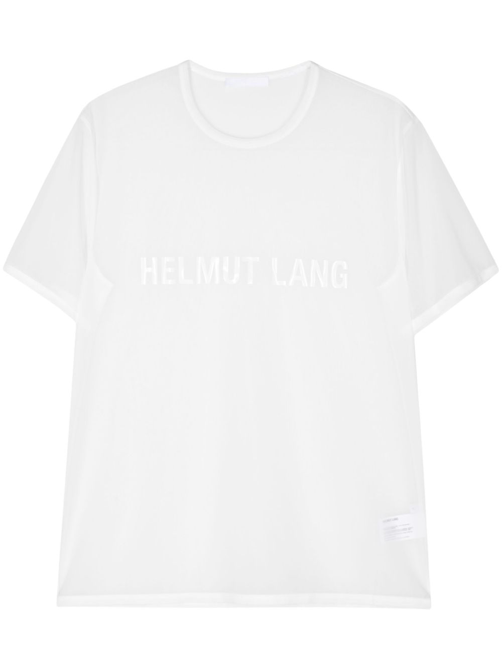 Helmut Lang logo印花半透明T恤 - 白色