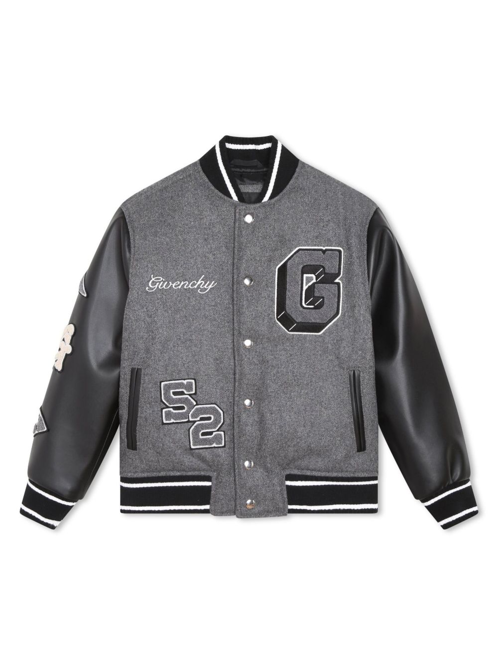 Givenchy Kids 4G 图案贴花飞行员夹克 - 灰色