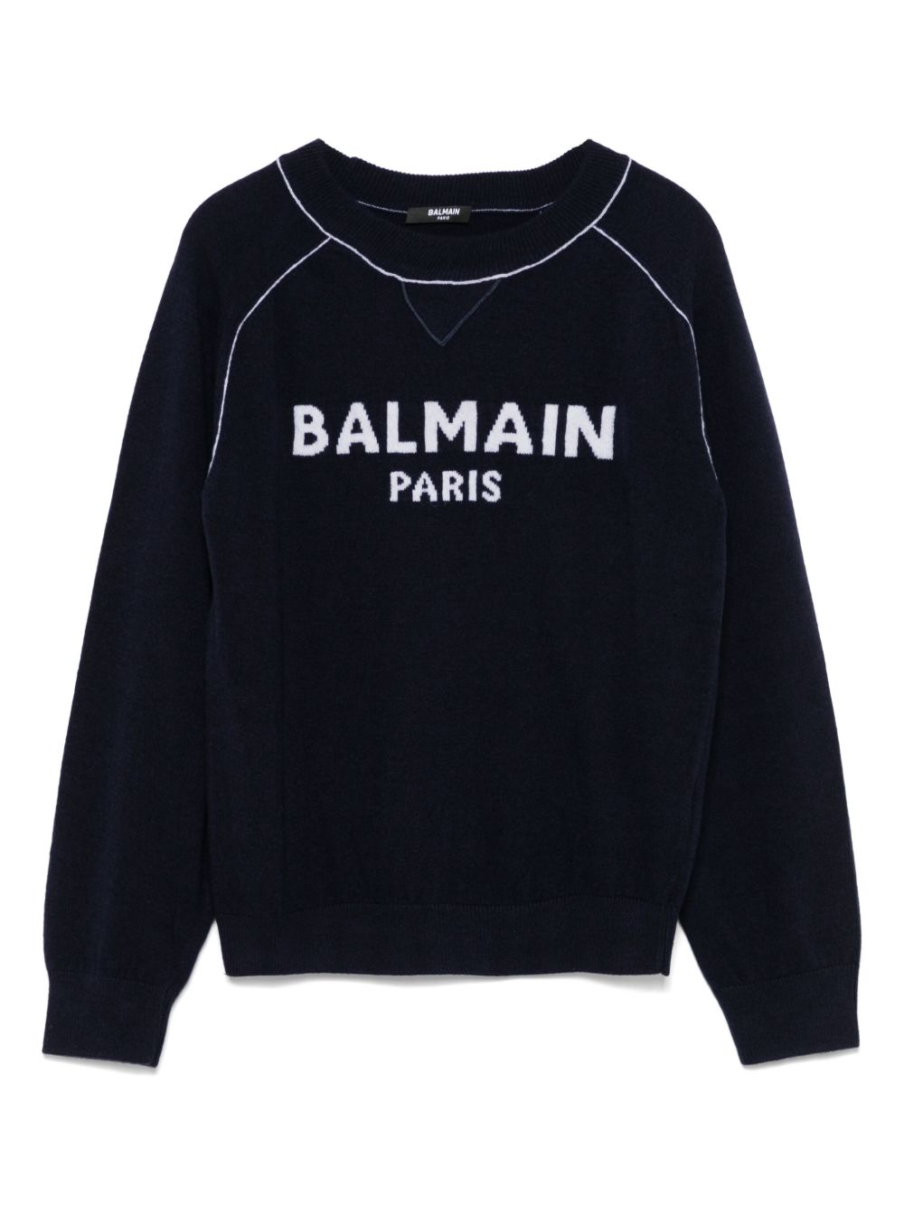 Balmain Kids logo提花毛衣 - 蓝色