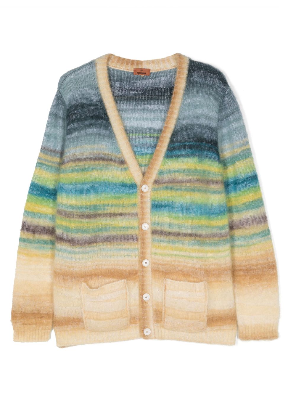 Missoni Kids 嵌花针织条纹毛衣 - 黄色