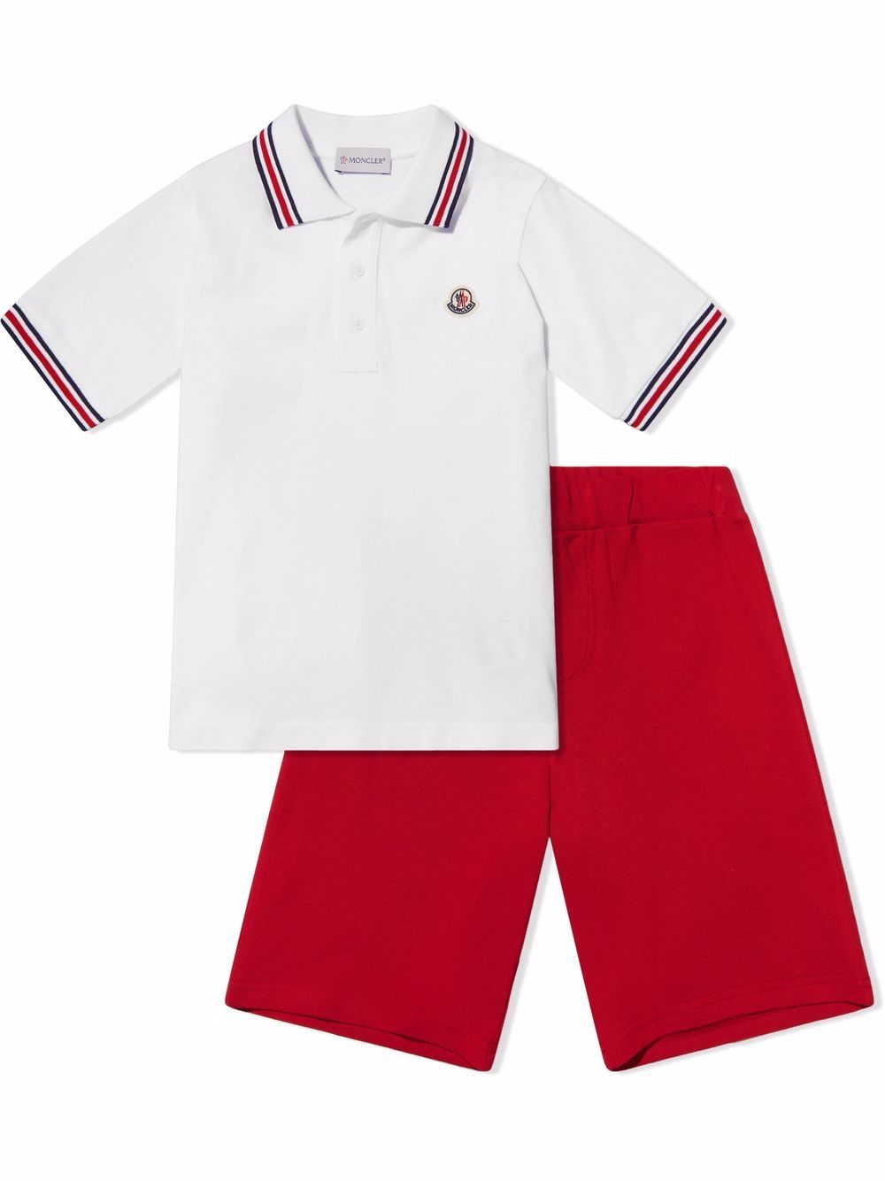 Moncler Enfant 盟可睐 Enfant 标贴polo衫短裤套装 - 白色