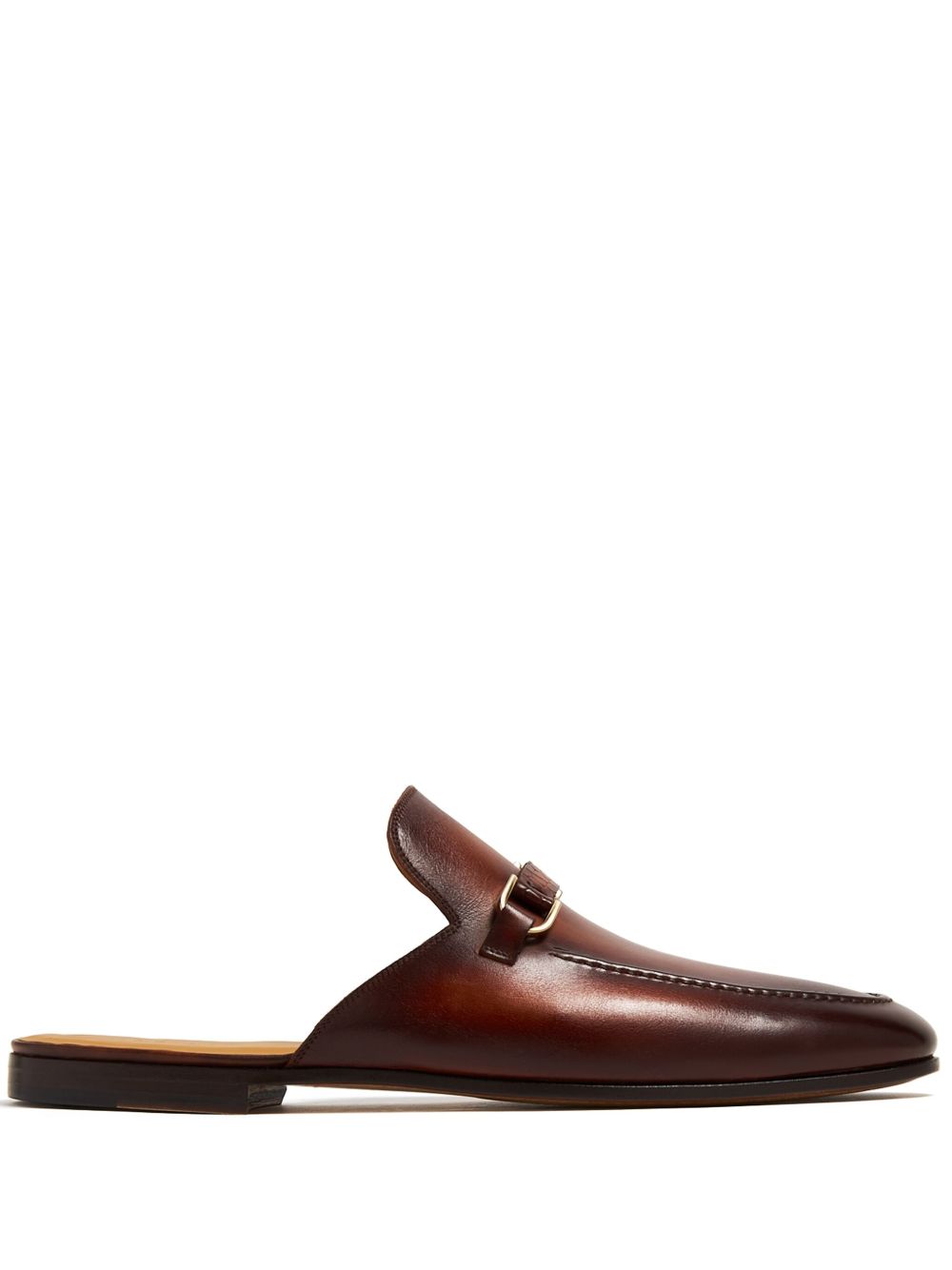 Magnanni 皮质扣环细节拖鞋 - 褐色