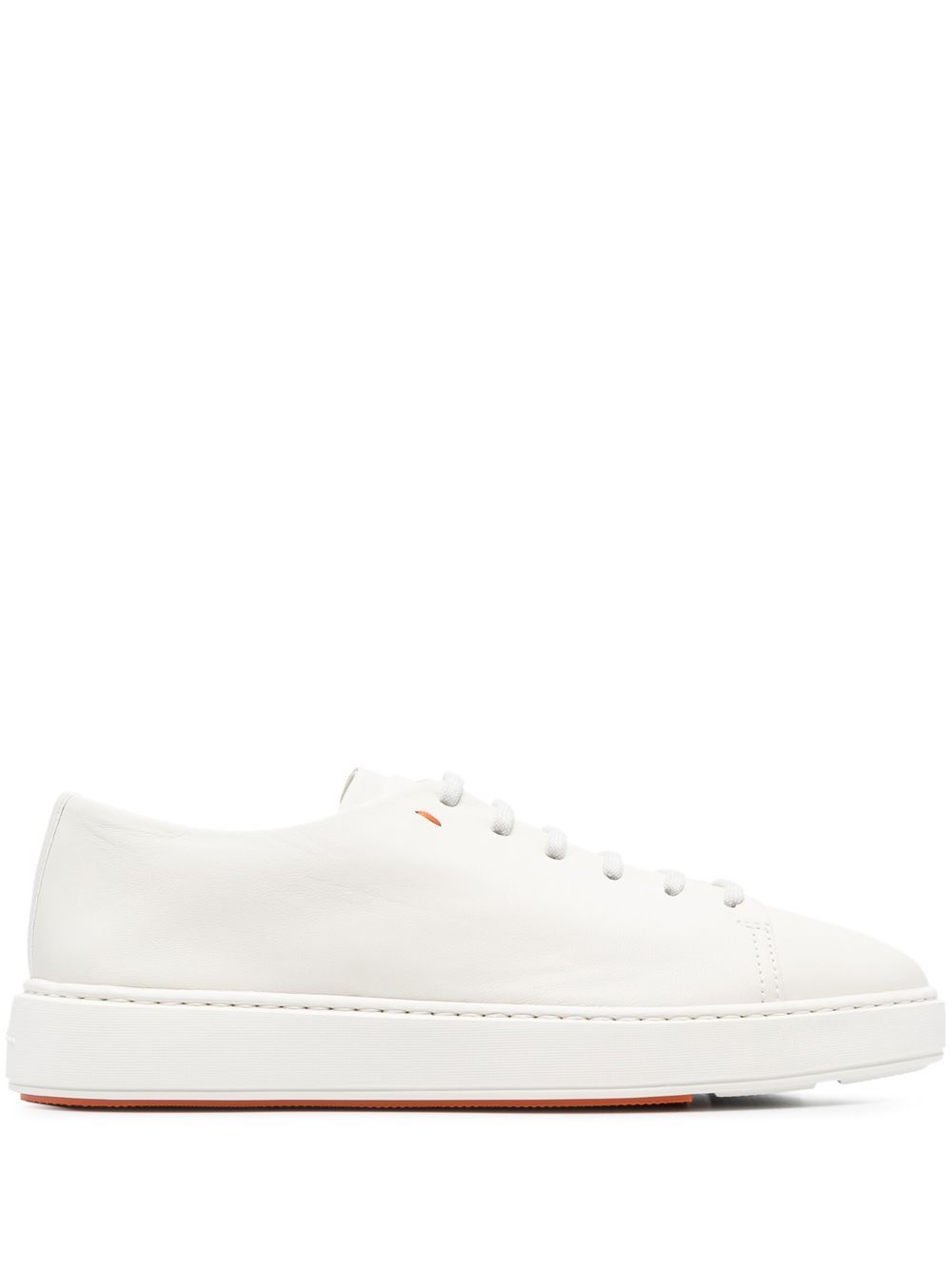 Santoni logo压纹鞋舌低帮运动鞋 - 白色