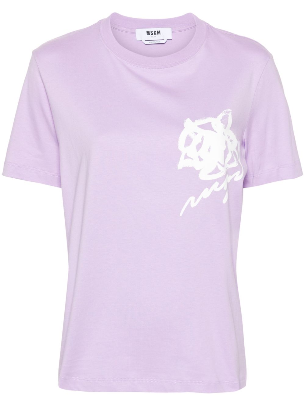 MSGM logo花卉印花T恤 - 紫色