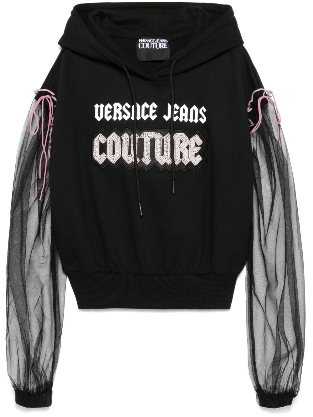 Versace Jeans Couture Embellished Gothic Logo 连帽衫 - 黑色