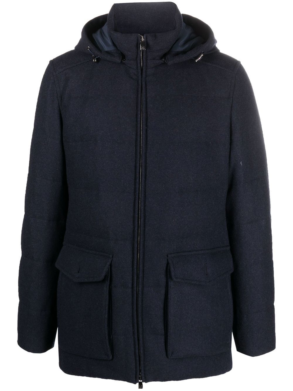 Corneliani 工装口袋羊绒填充夹克 - 蓝色