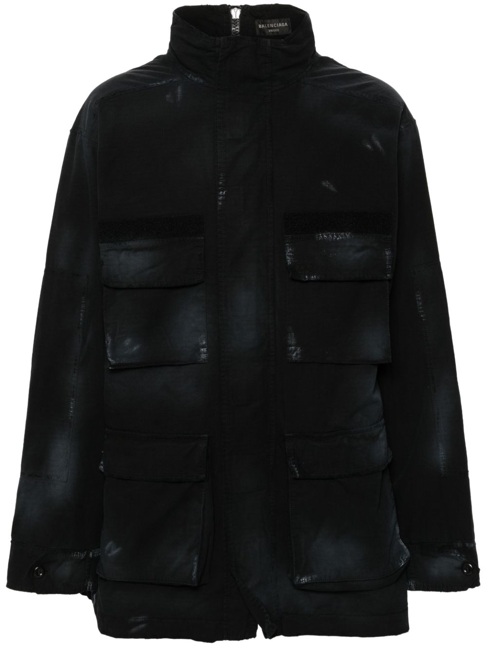 Balenciaga Double Front 防撕裂方格布派克大衣 - 黑色