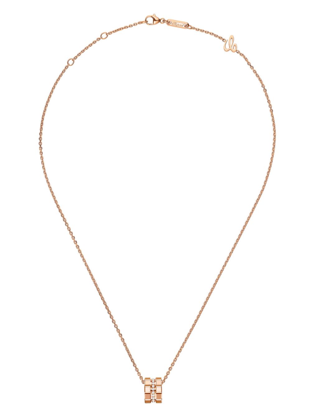 Chopard 18K玫瑰金 Ice Cube 钻石项链 - 粉色