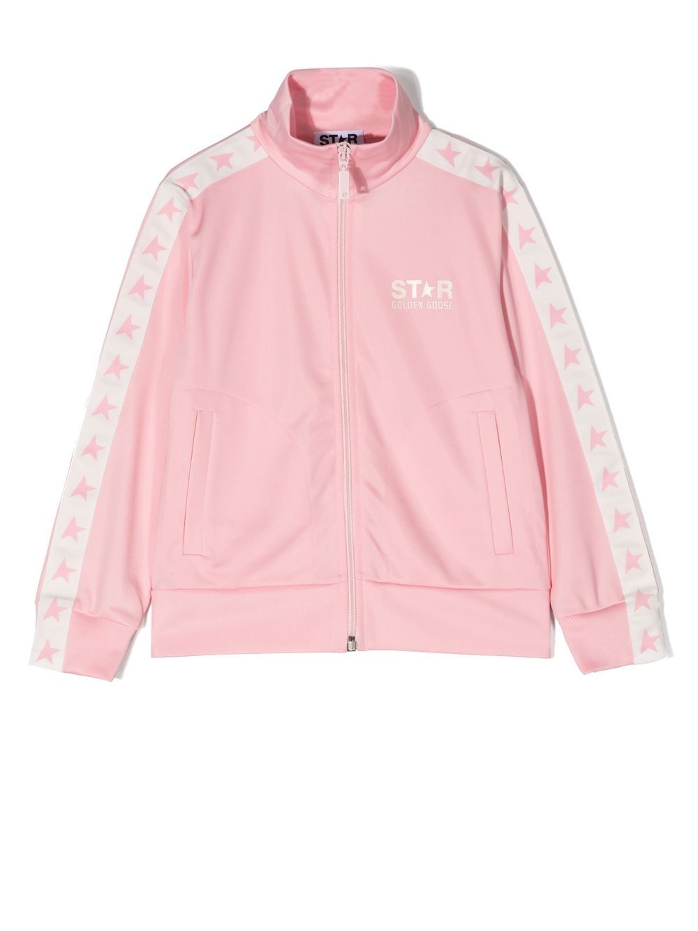Golden Goose Kids logo印花平纹针织运动夹克 - 粉色