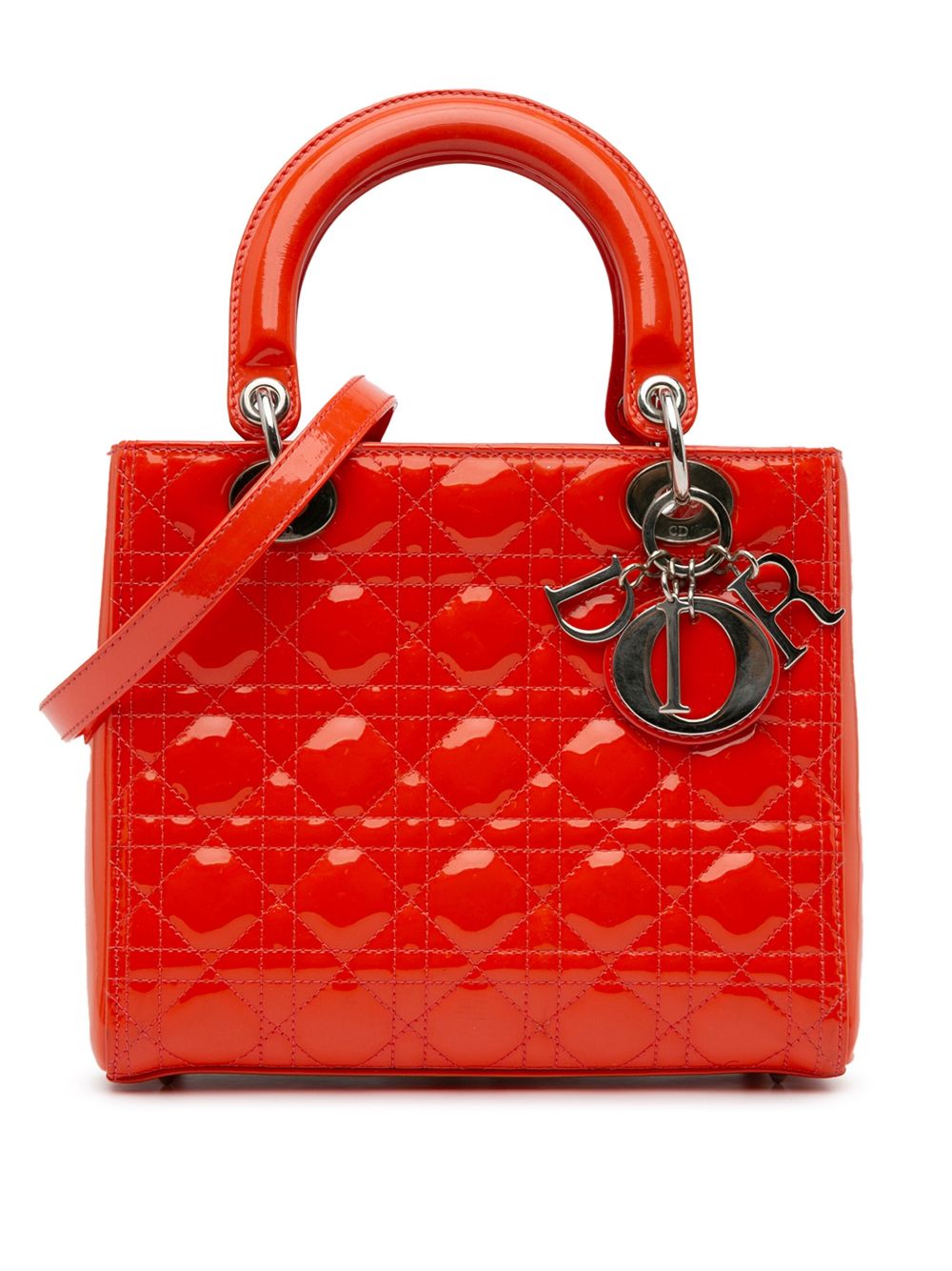 Christian Dior Pre-Owned Medium Patent Cannage Lady Dior 斜挎包（2012年典藏款） - 红色