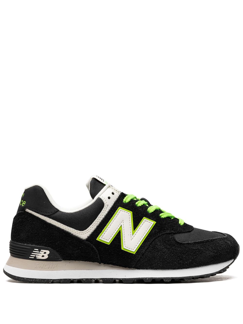 New Balance 574 Black/White/Green 运动鞋 - 黑色