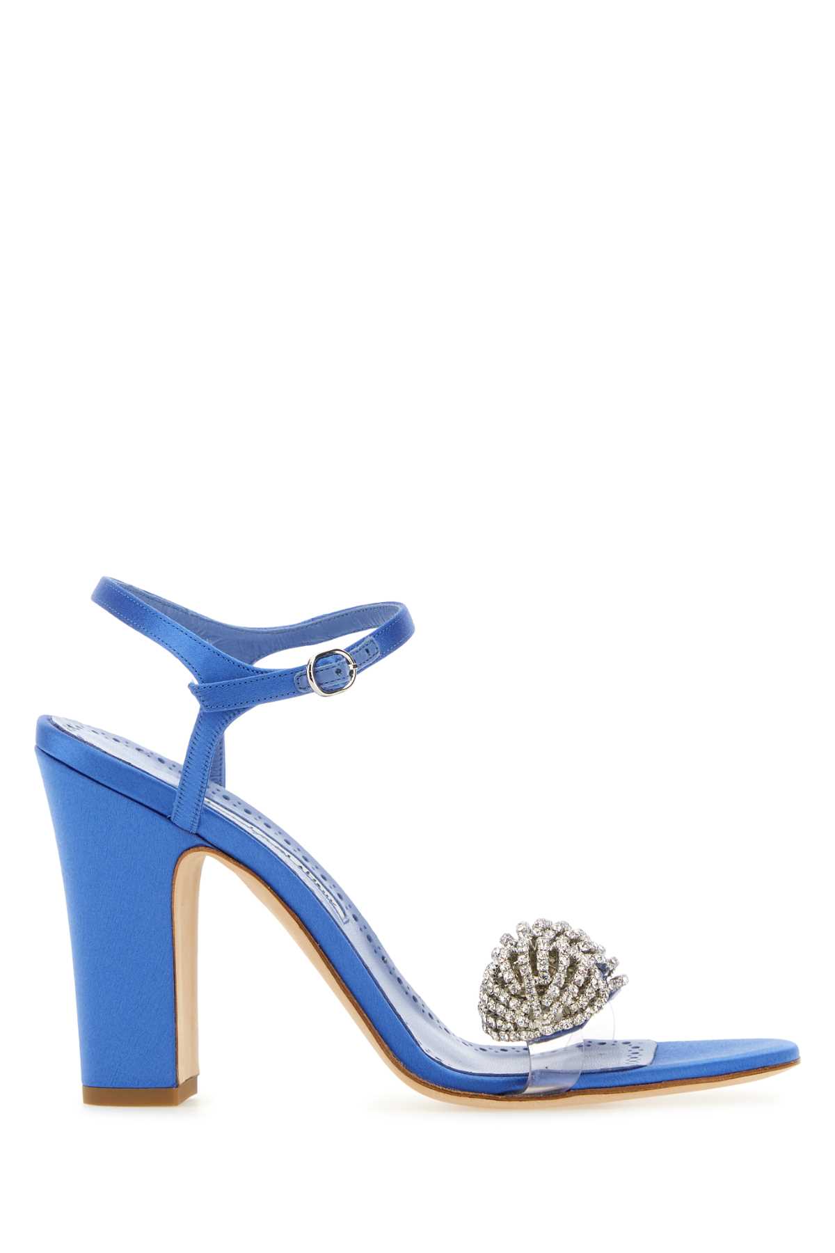 Manolo Blahnik 蓝色缎面Elhob凉鞋