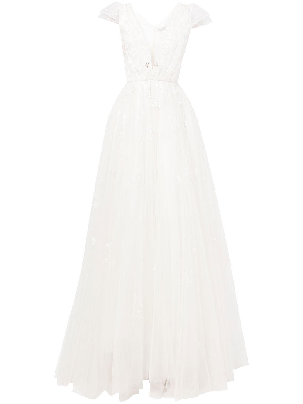 Jenny Packham Charm 亮片缀饰薄纱礼服 - 白色