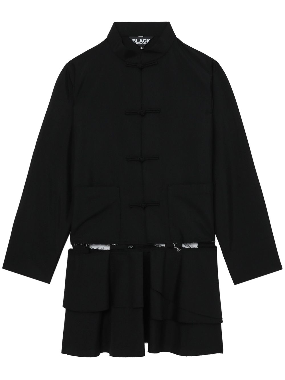 Black Comme Des Garçons 镂空羊毛混纺大衣 - 黑色