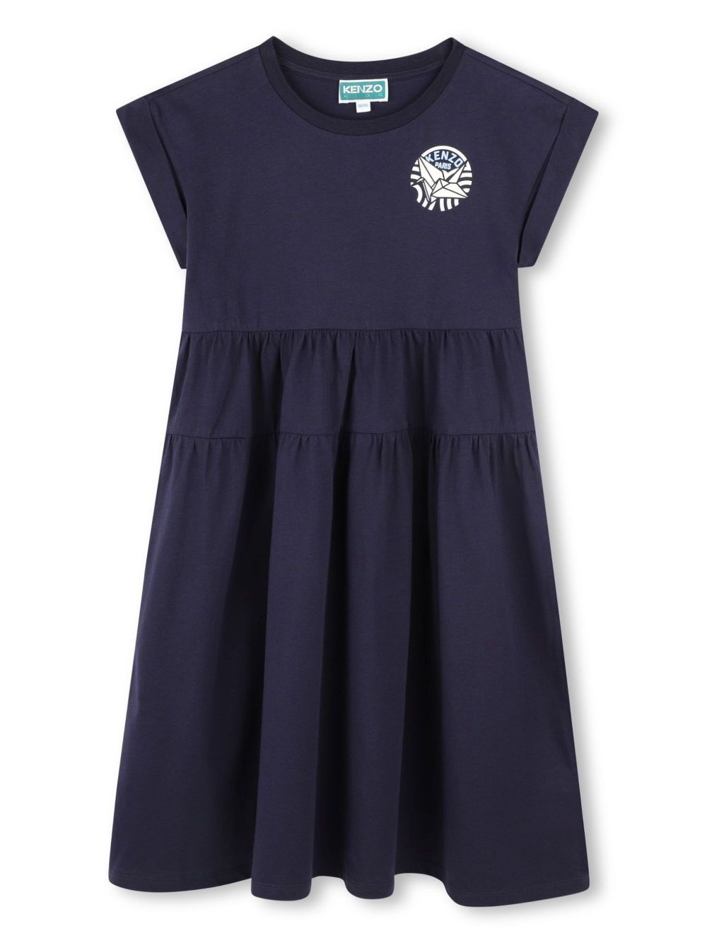 Kenzo Kids logo印花连衣裙 - 蓝色